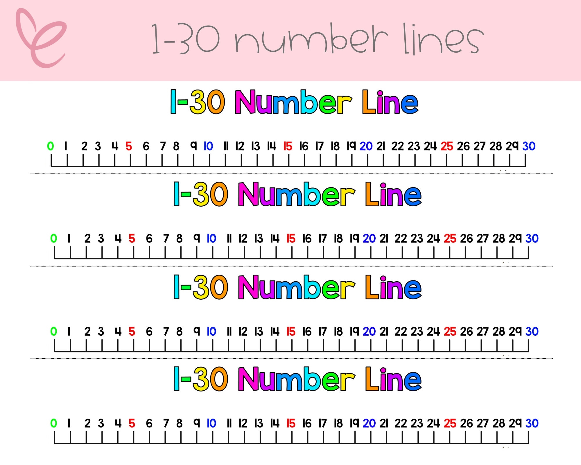 1 30 Number Lines Etsy