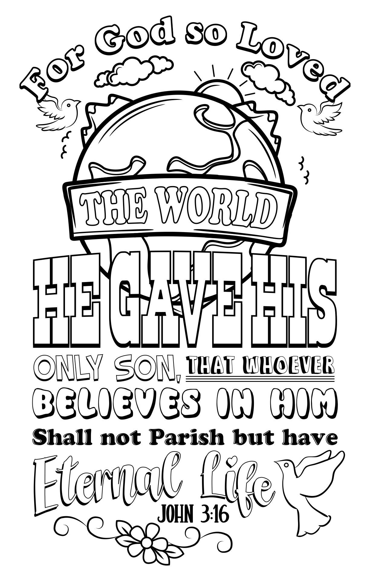 10 Best Printable Coloring Page With John 3 16 PDF For Free At Printablee Bible Verse Coloring Page Bible Verse Coloring Bible Verses