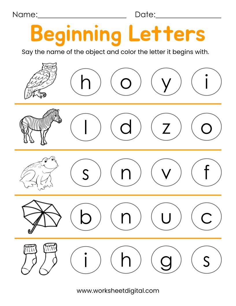 10 Printable Beginning Letters Worksheets For Kindergarten Preschool Homeschool Made By Teachers
