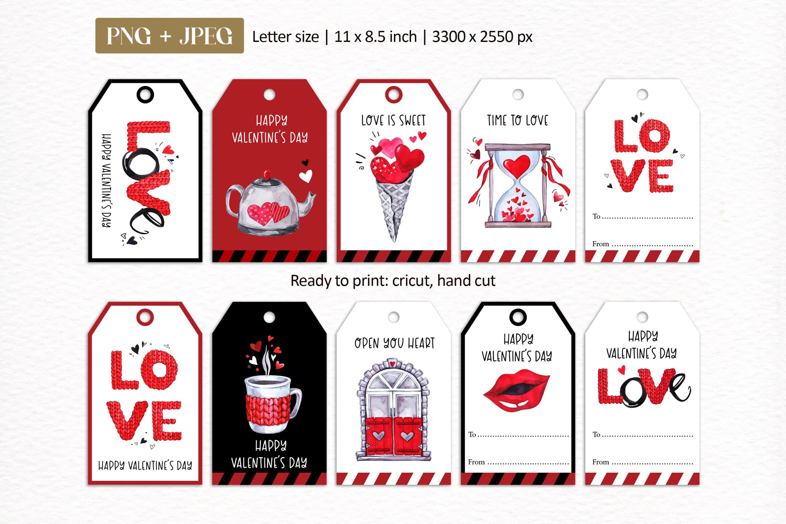 10 Valentine s Day Gift Tags Love Signs Printable Labels By Anastezia Luneva TheHungryJPEG