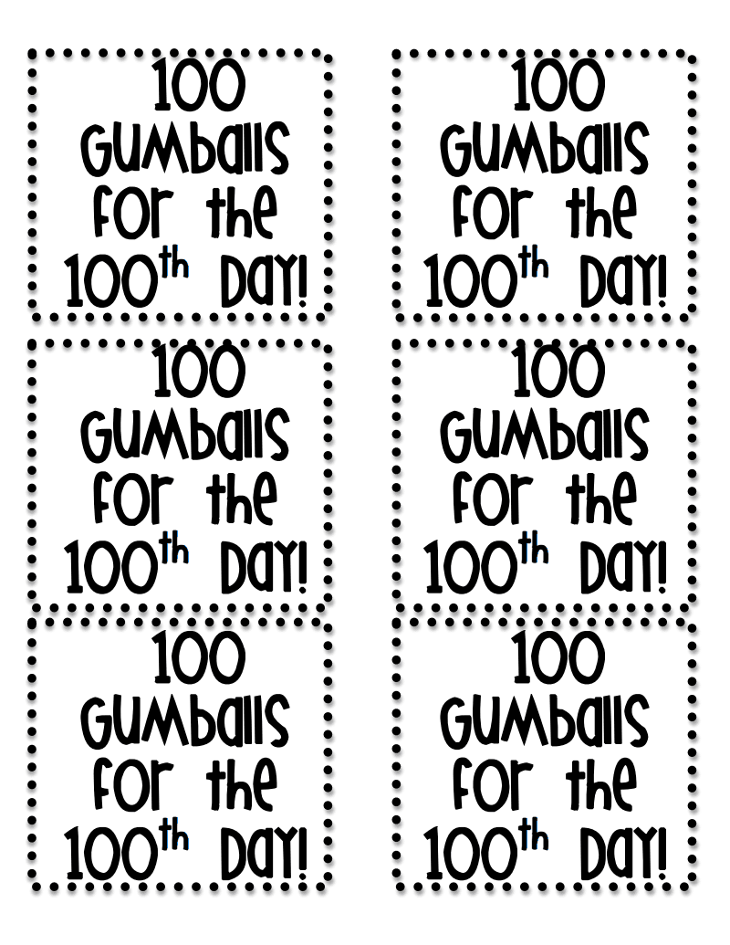 100th Day Gumball Machine Labels pdf Google Drive 100 Day Of School Project 100th Day 100 Days Of School