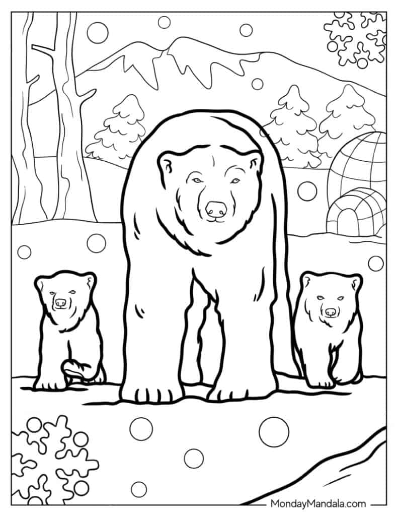 14 Polar Bear Coloring Pages Free PDF Printables 
