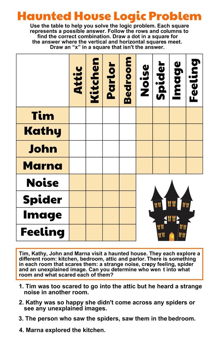 15 Best Halloween Logic Puzzles Printable PDF For Free At Printablee Logic Puzzles Logic Logic Problems