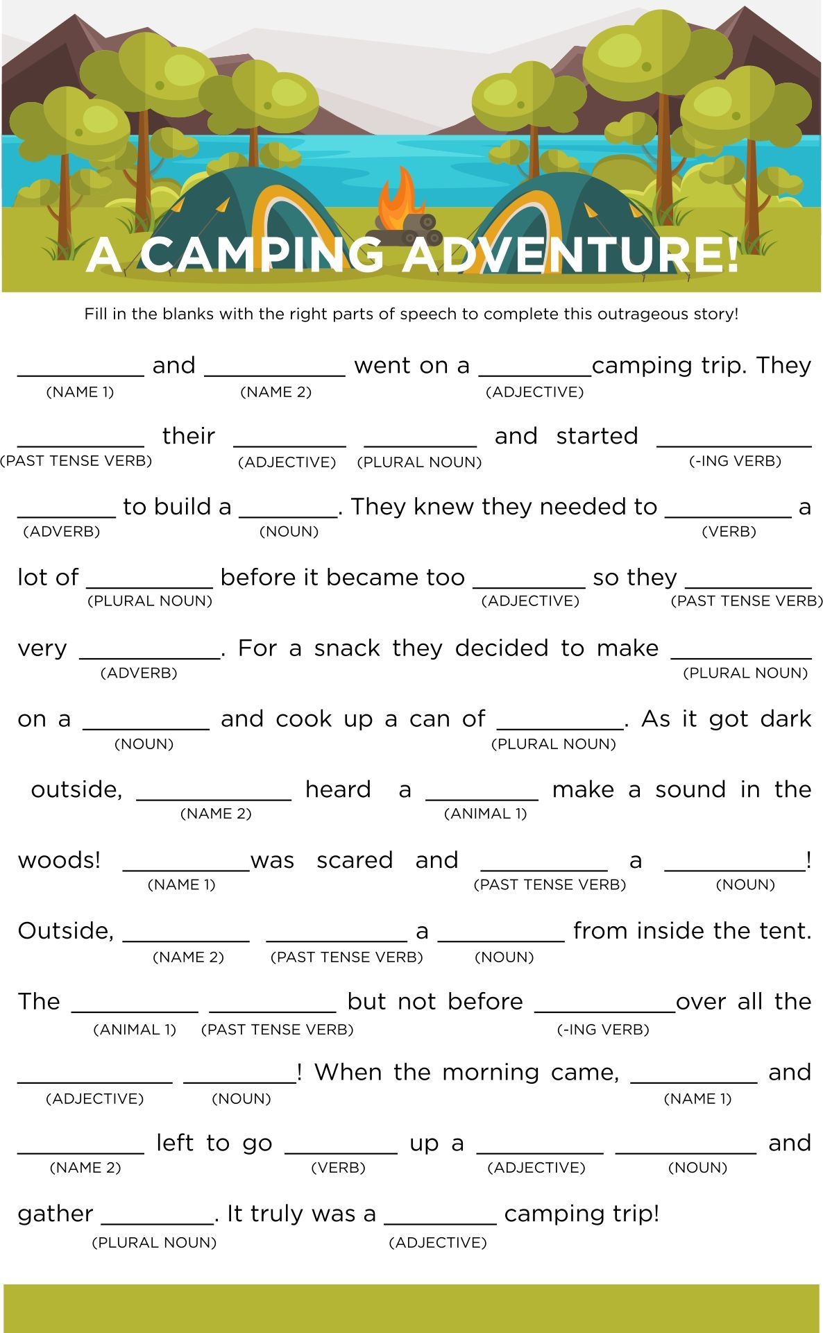 20 Best Camping Mad Libs Printable PDF For Free At Printablee Printable Mad Libs Girl Scout Camping Camping Crafts