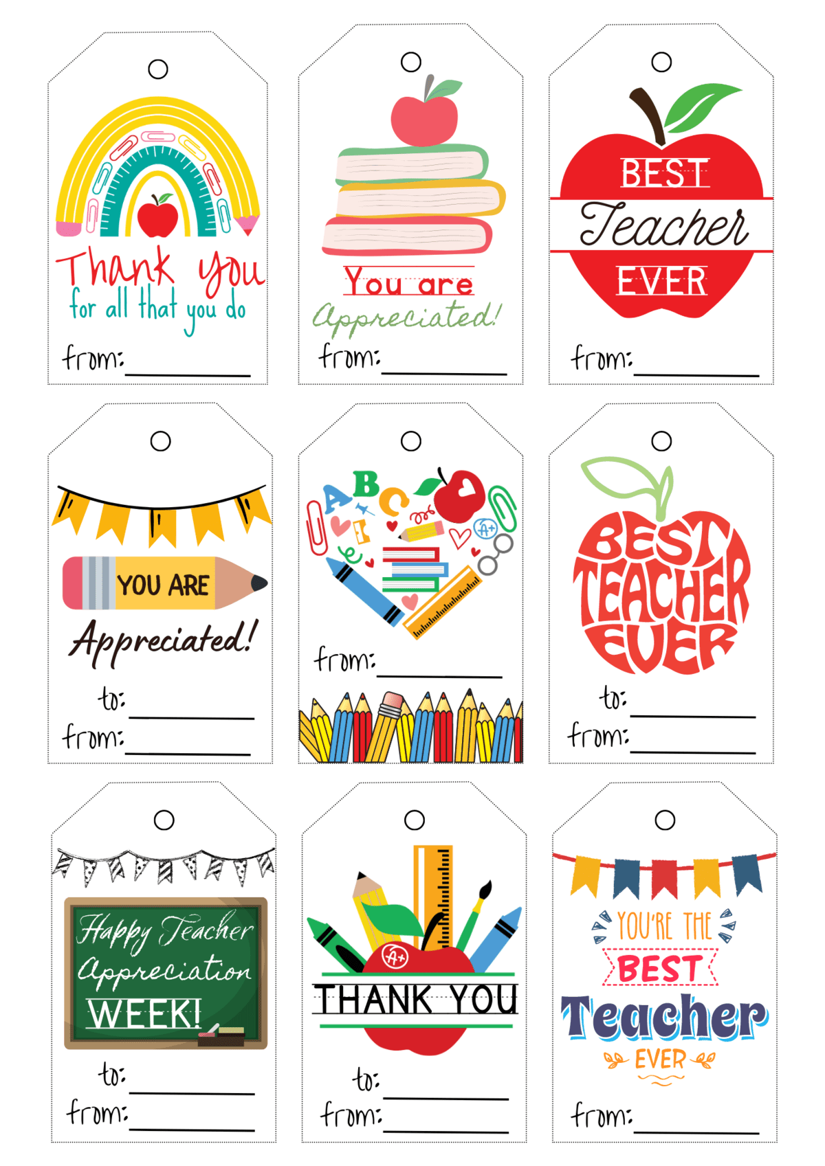 Printable Tags For Teacher Gifts