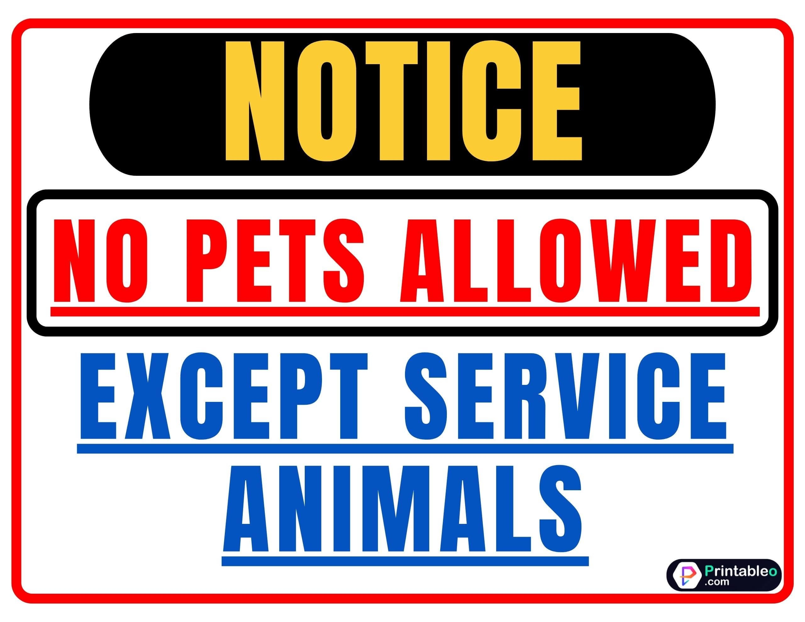 20 No Pets Allowed Sign Download Printable FREE PDFs Pets Service Animal Signs