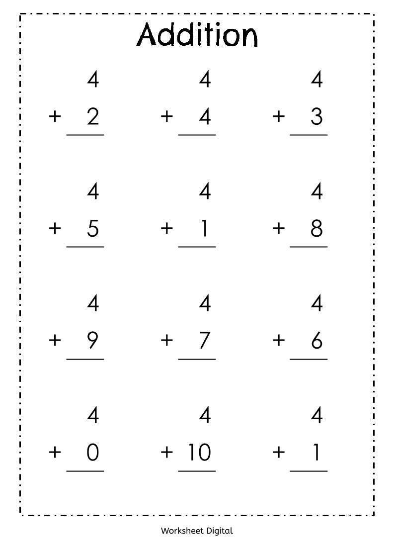 20 Printable Addition Worksheets Numbers 1 10 For Preschool Kindergarten 1st Grade Homeschool Math Etsy