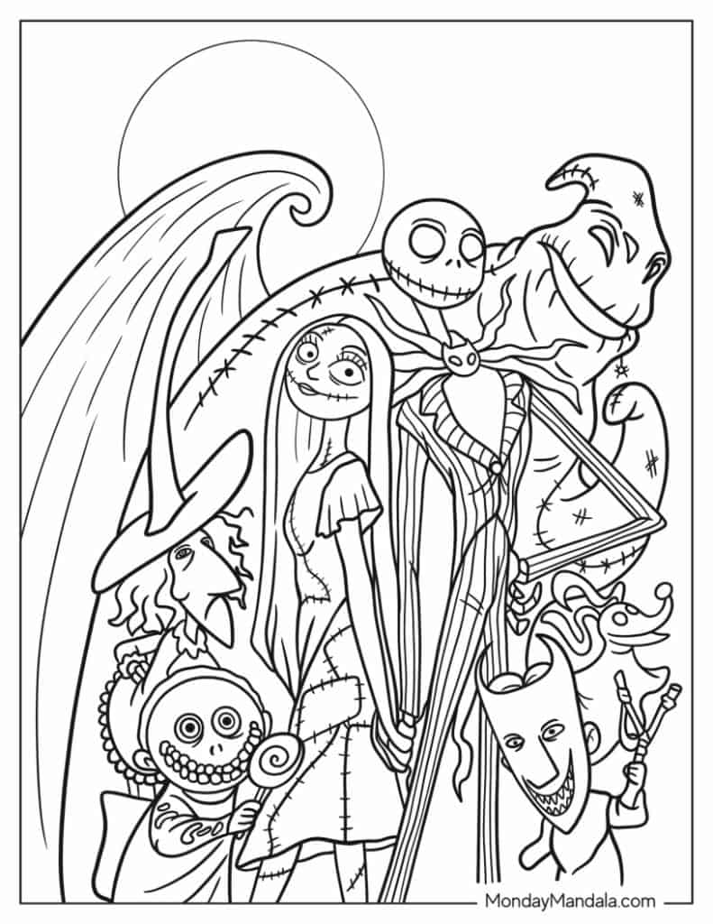22 Nightmare Before Christmas Coloring Pages Free PDFs 