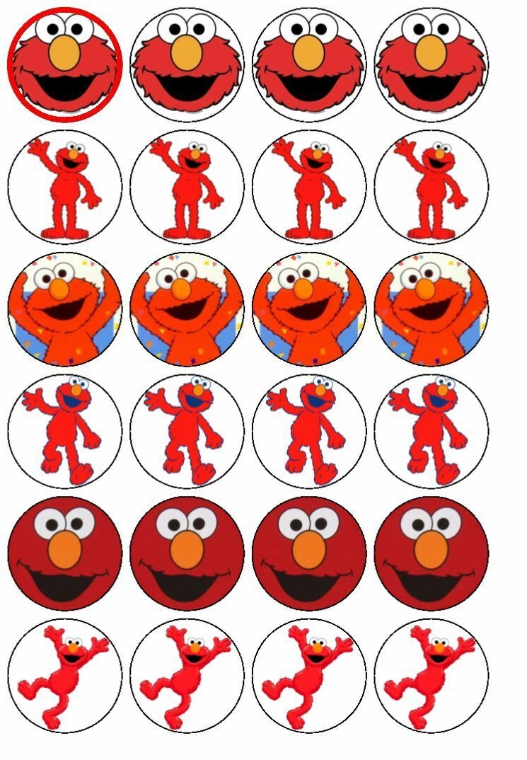 24 X 3 8cms Edible Elmo Inspired Cupcake Fairy Cake Cookie Toppers EBay