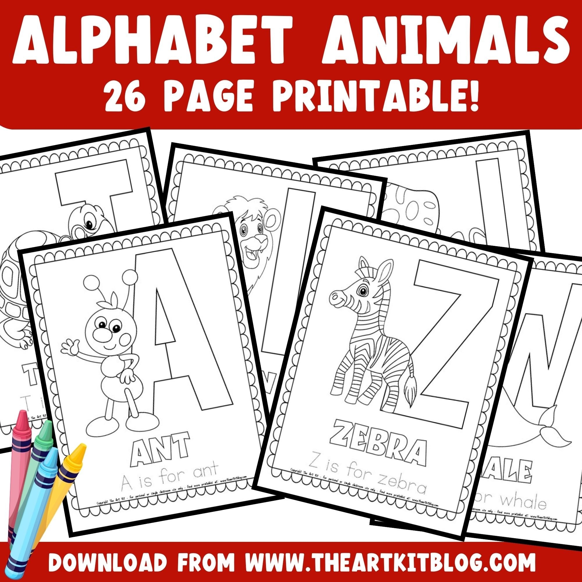 26 Alphabet Animal Coloring Pages FREE Printables The Art Kit