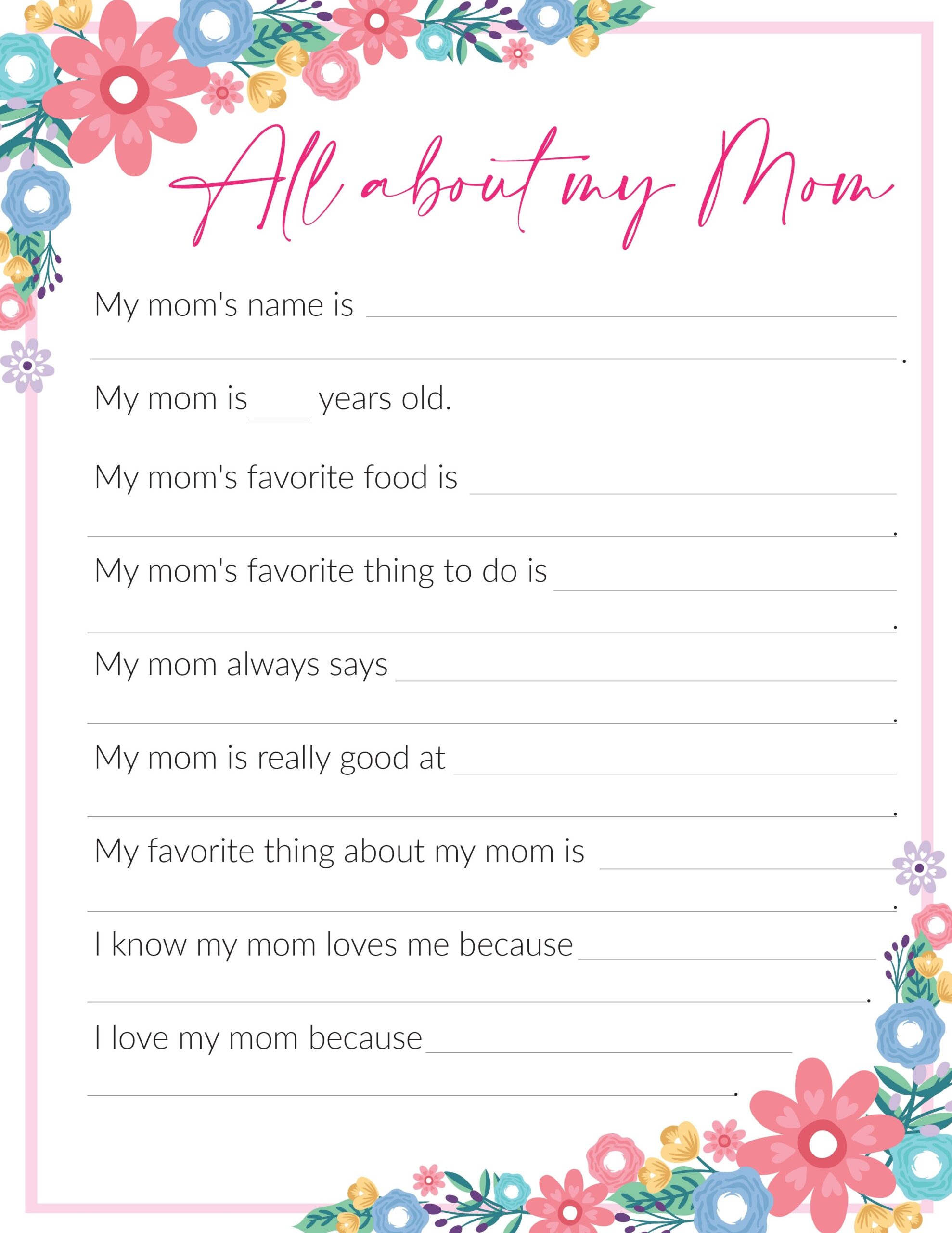 3 Free All About My Mom Printables Freebie Finding Mom