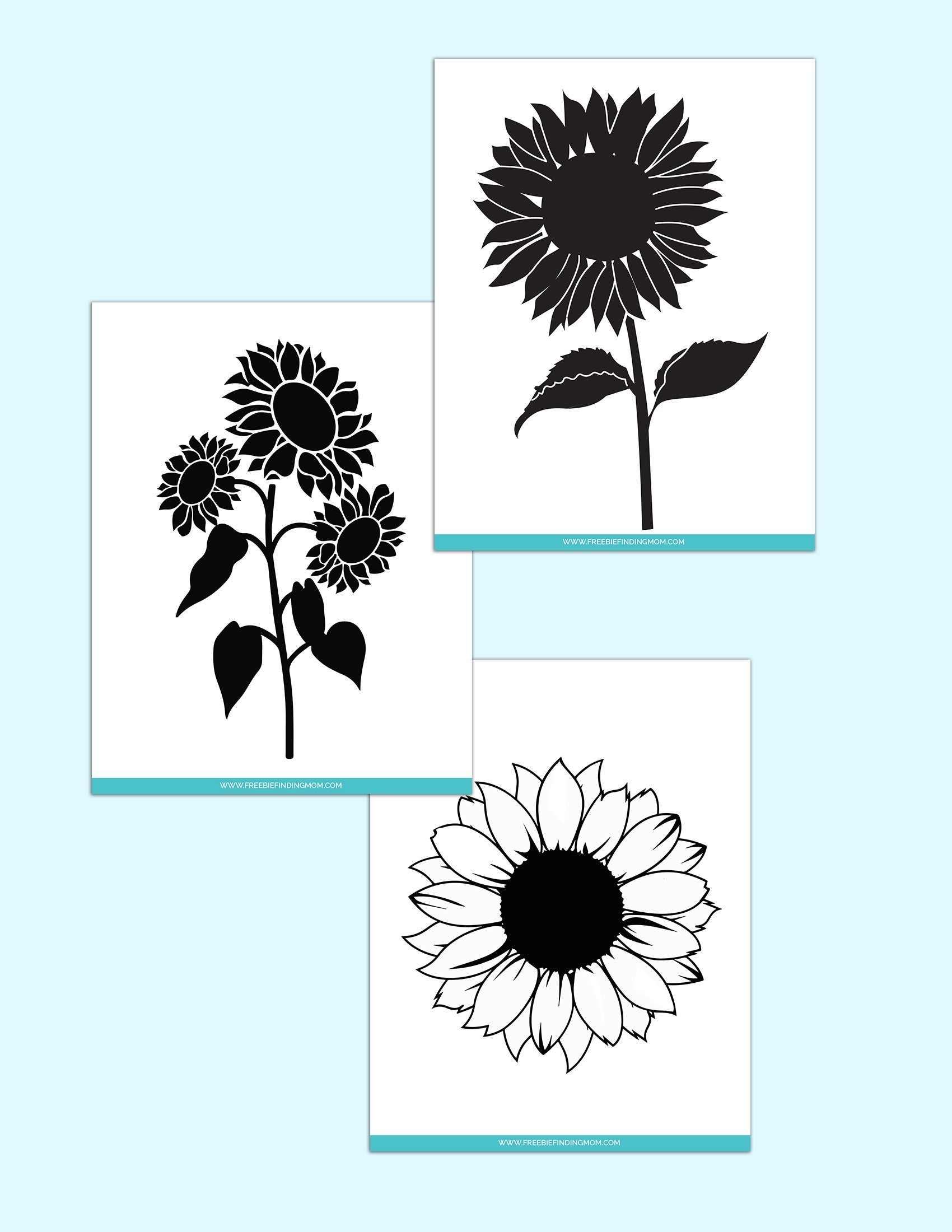 3 Free Printable Sunflower Stencils Template PDFs Freebie Finding Mom