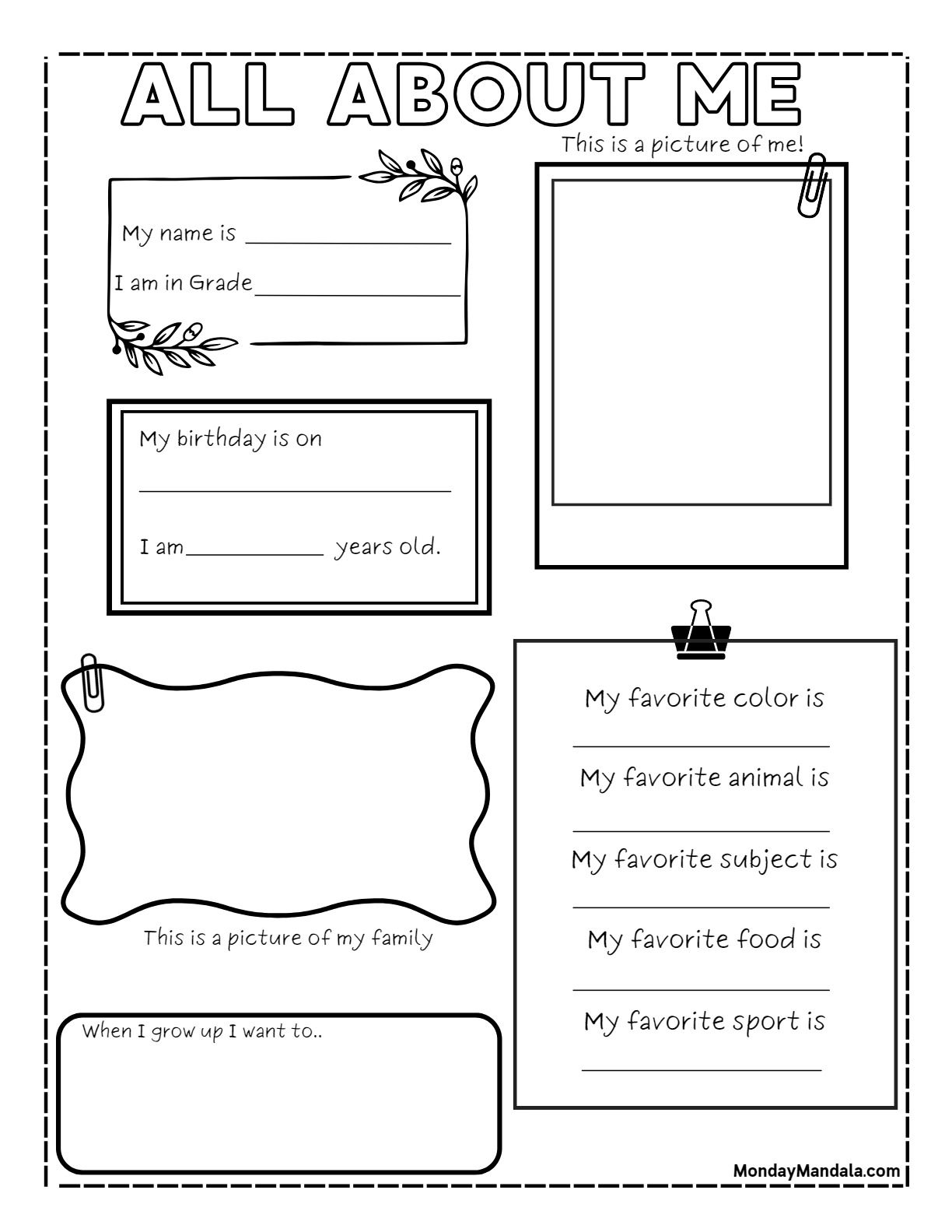 30 All About Me Worksheets Free PDF Printables 