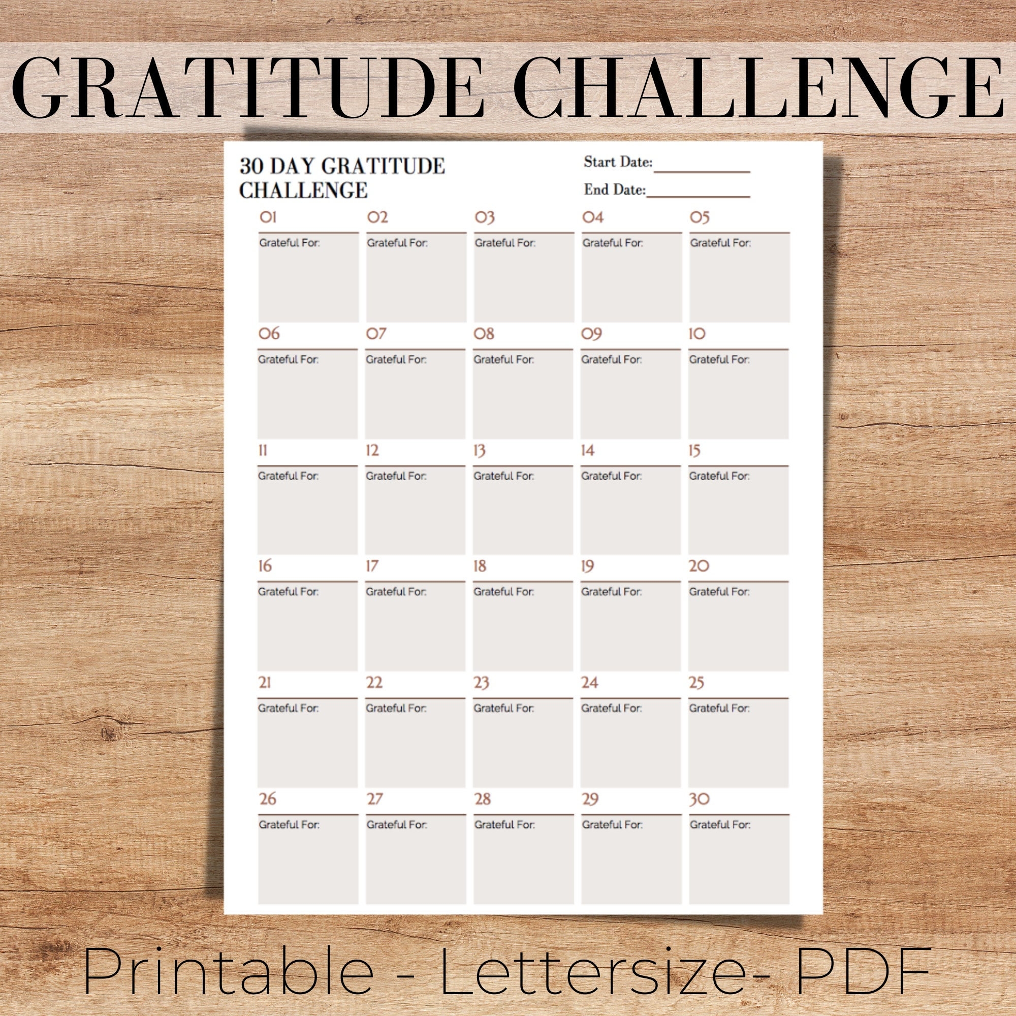 30 Day Gratitude Challenge 30 Day Challenge Gratitude Journal Reflection Journal Thankful Journal Challenge Tracker Grateful Journal Etsy