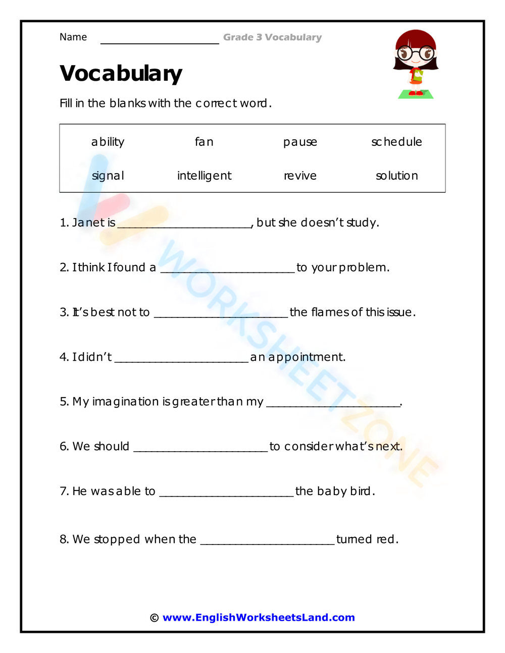 3rd Grade Vocabulary Worksheets 1