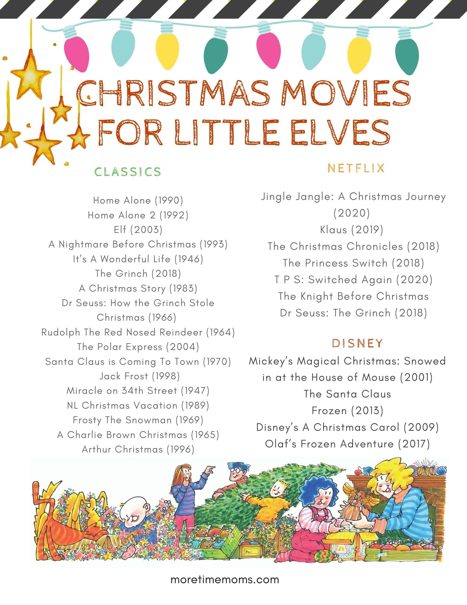 40 Best Family Christmas Movies To Watch In December Free Printable More Time Moms