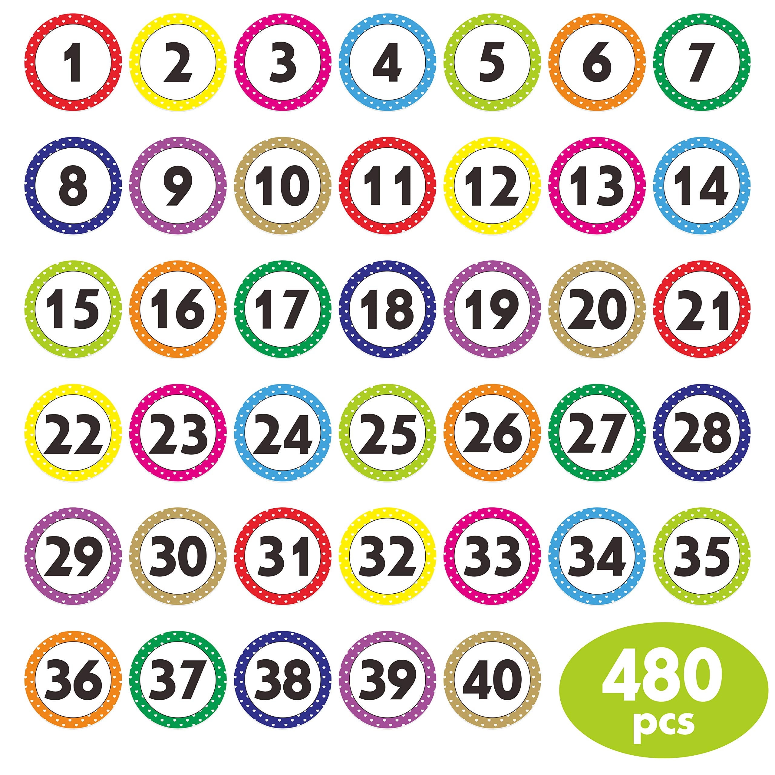480 PCS Polka Dot 1 40 Numbers Stickers For Office Classroom Organizing Each Measures 1 In Diameter Walmart