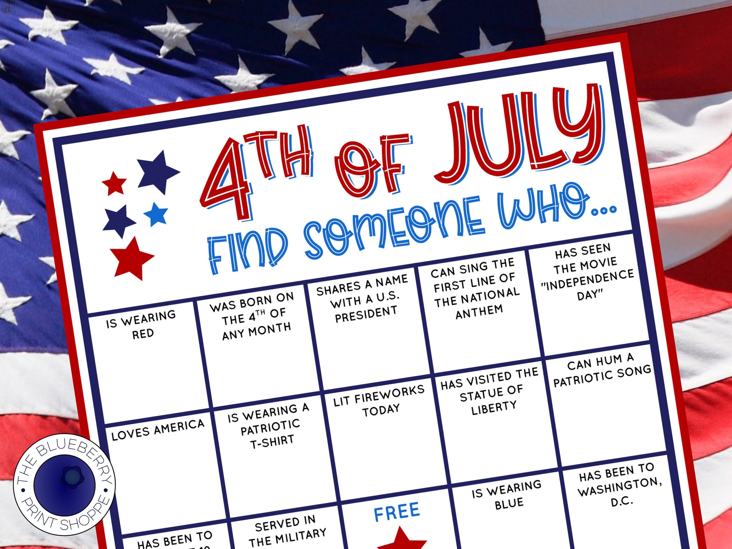 4th Of July Find Someone Who Game Fourth Of July Party Icebreaker Independence Day Patriotic Game Fun Printable Game For All Ages Etsy