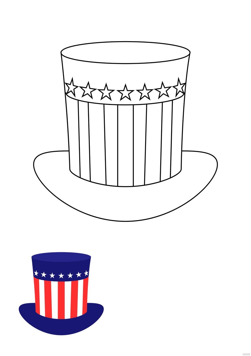 4th Of July Hat Coloring Page In PDF JPG Download Template