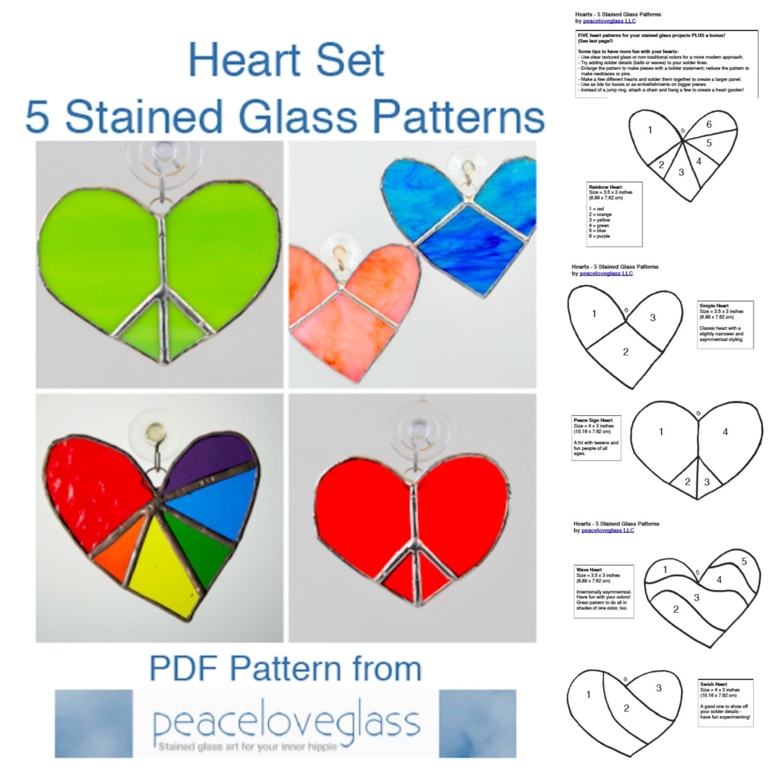 Printable Stained Glass Heart Patterns