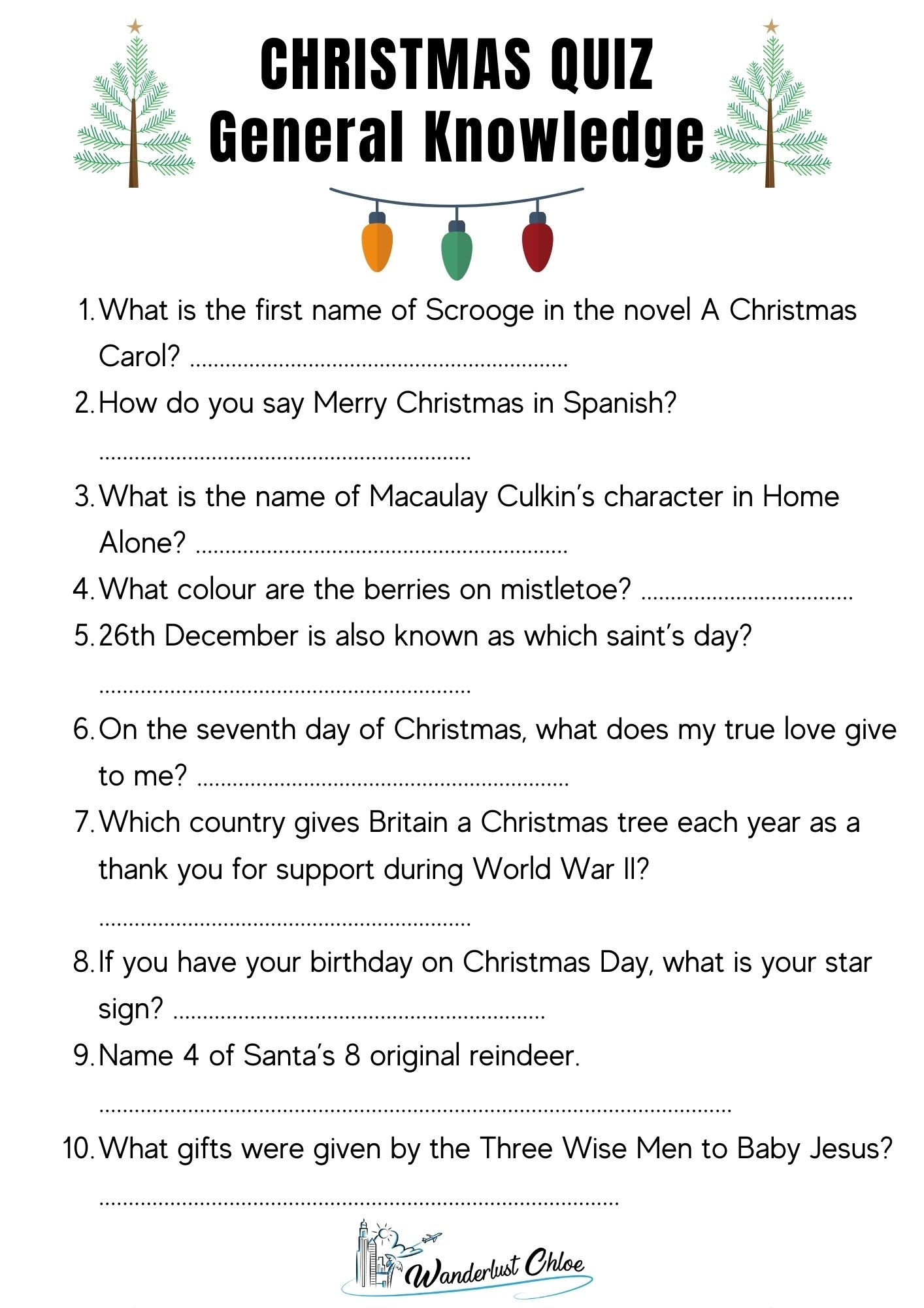 December Trivia Questions And Answers Printable