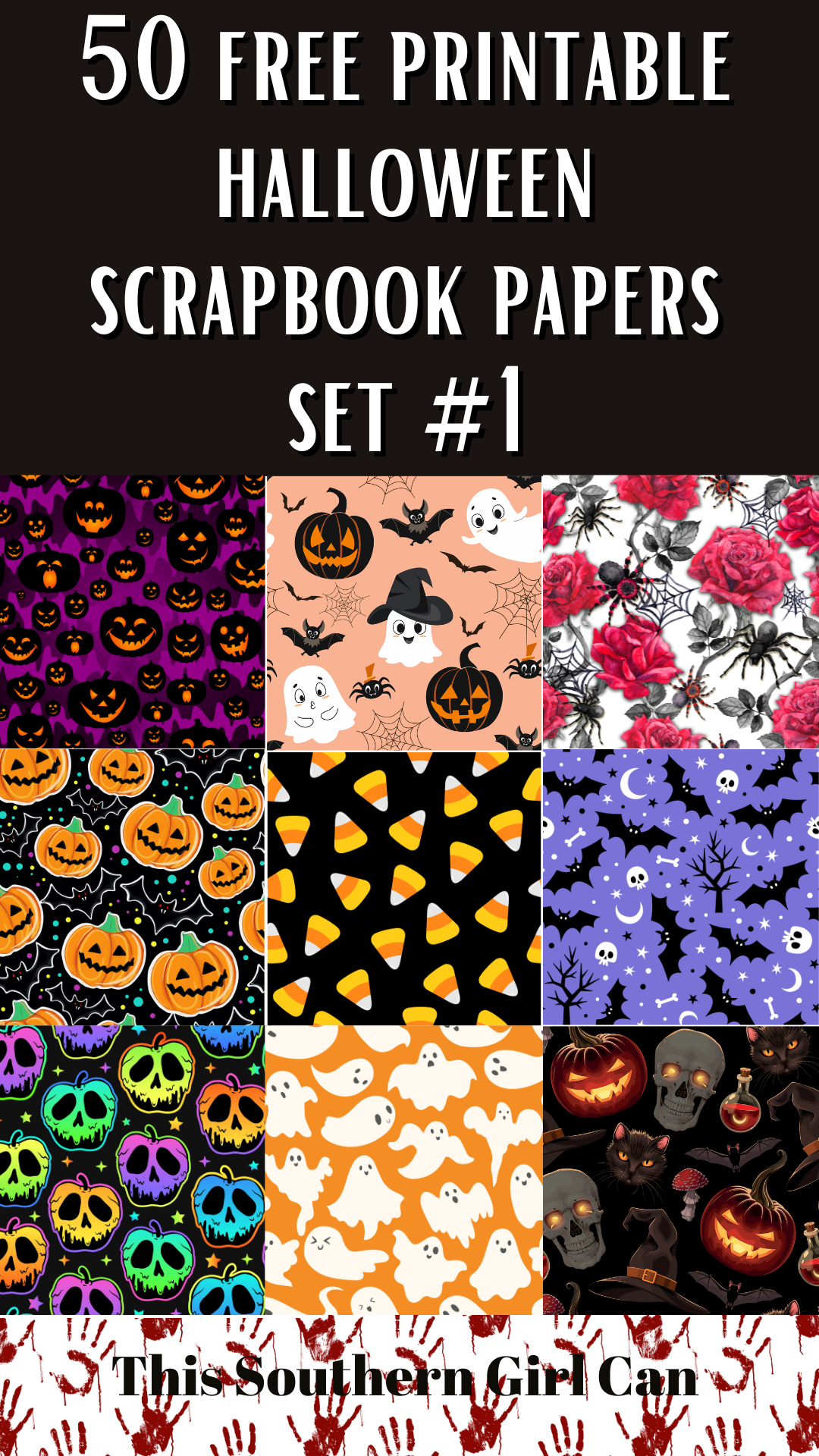 50 Free Printable Halloween Scrapbook Papers Set 1