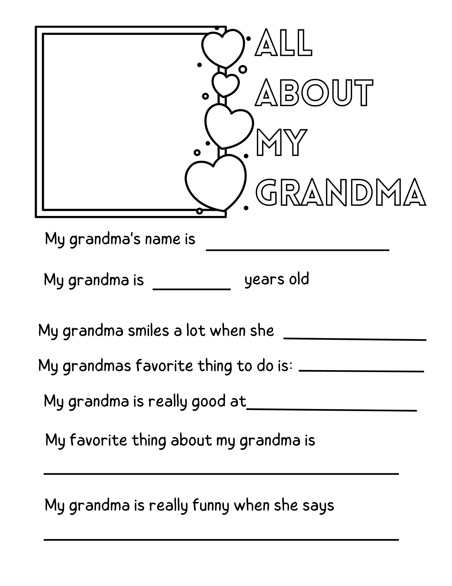 Mothers Day Grandma Questionnaire Printable