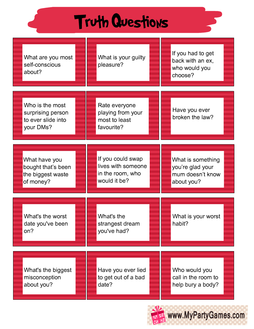 60 Free Printable Christmas Truth Or Dare Cards For Adults