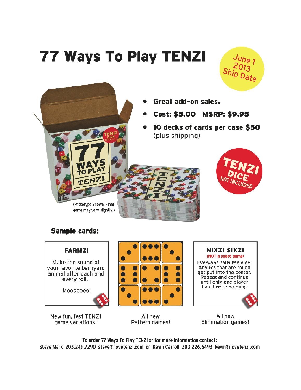 77 Ways To Play Tenzi Printable Templates Online