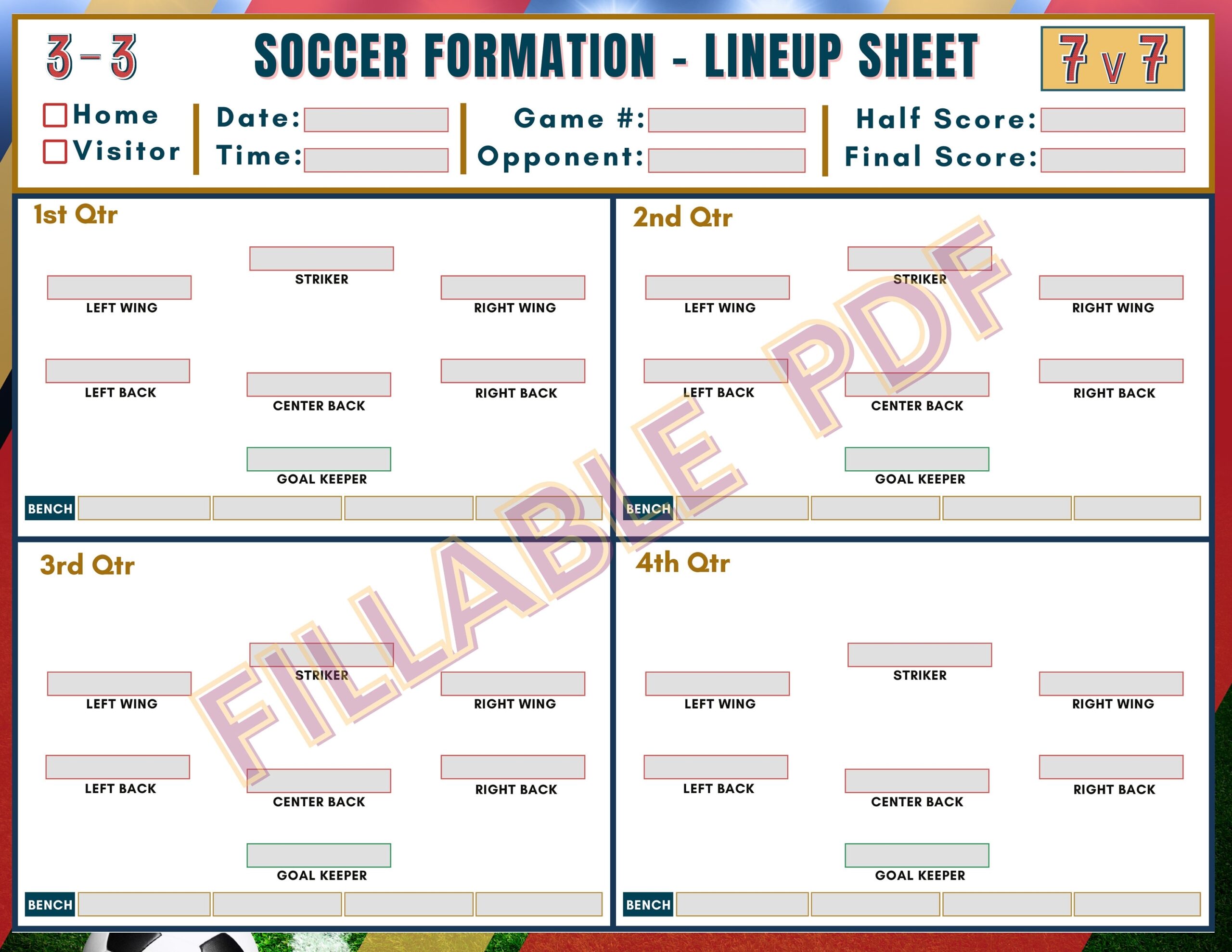 7V7 Soccer Formations Printable