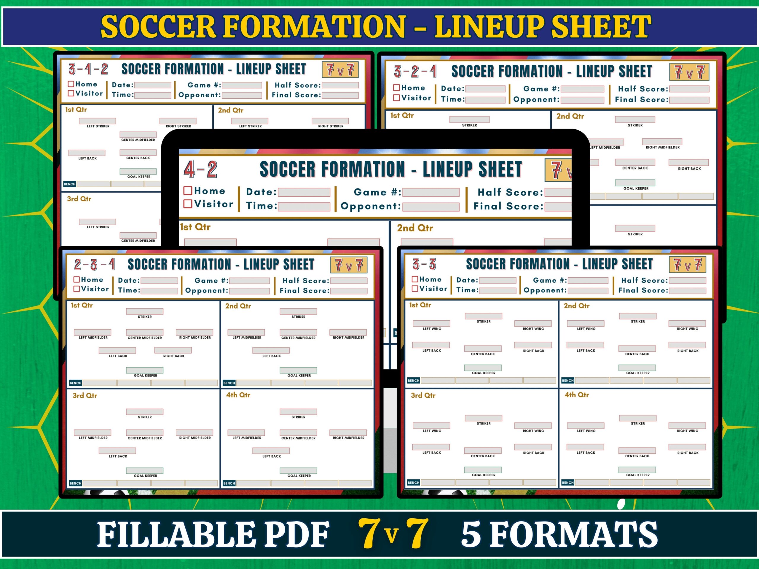 7v7 Soccer Formation Lineup Sheet Editable PDF Soccer Training Football Formation Soccer Coach Planner Youth Soccer Printable Template Etsy Norway