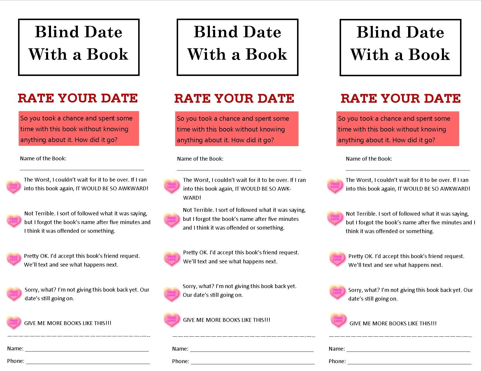 A Rate Your Date Slip Is Put Inside Each One Of The Blind Date With A Book Titles I Printed These Library Book Displays Book Tasting School Library Displays