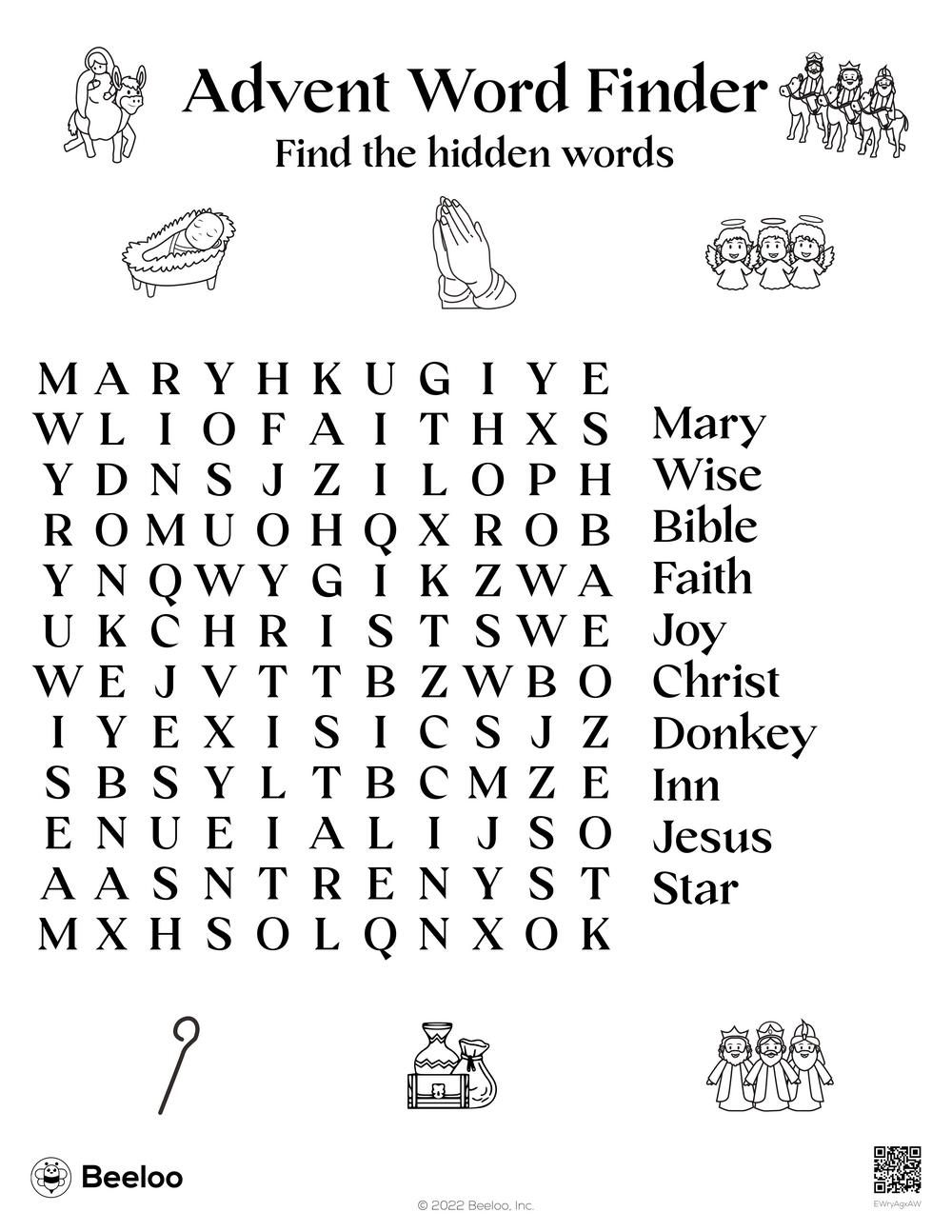 Advent Word Finder Beeloo Printable Crafts And Activities For Kids