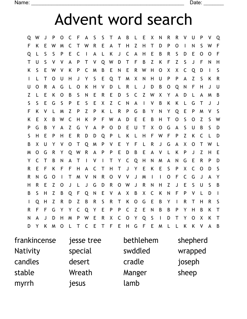 Advent Word Search WordMint