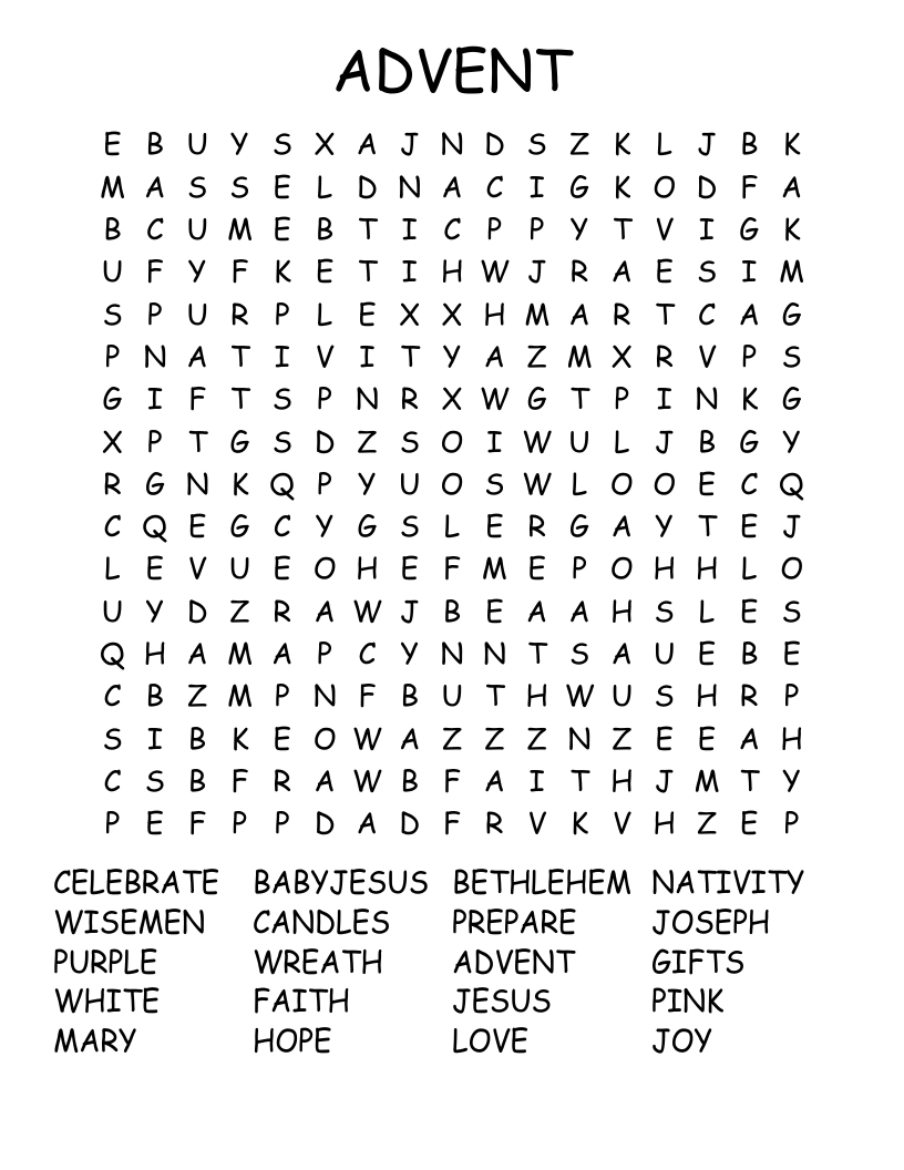 ADVENT Word Search WordMint