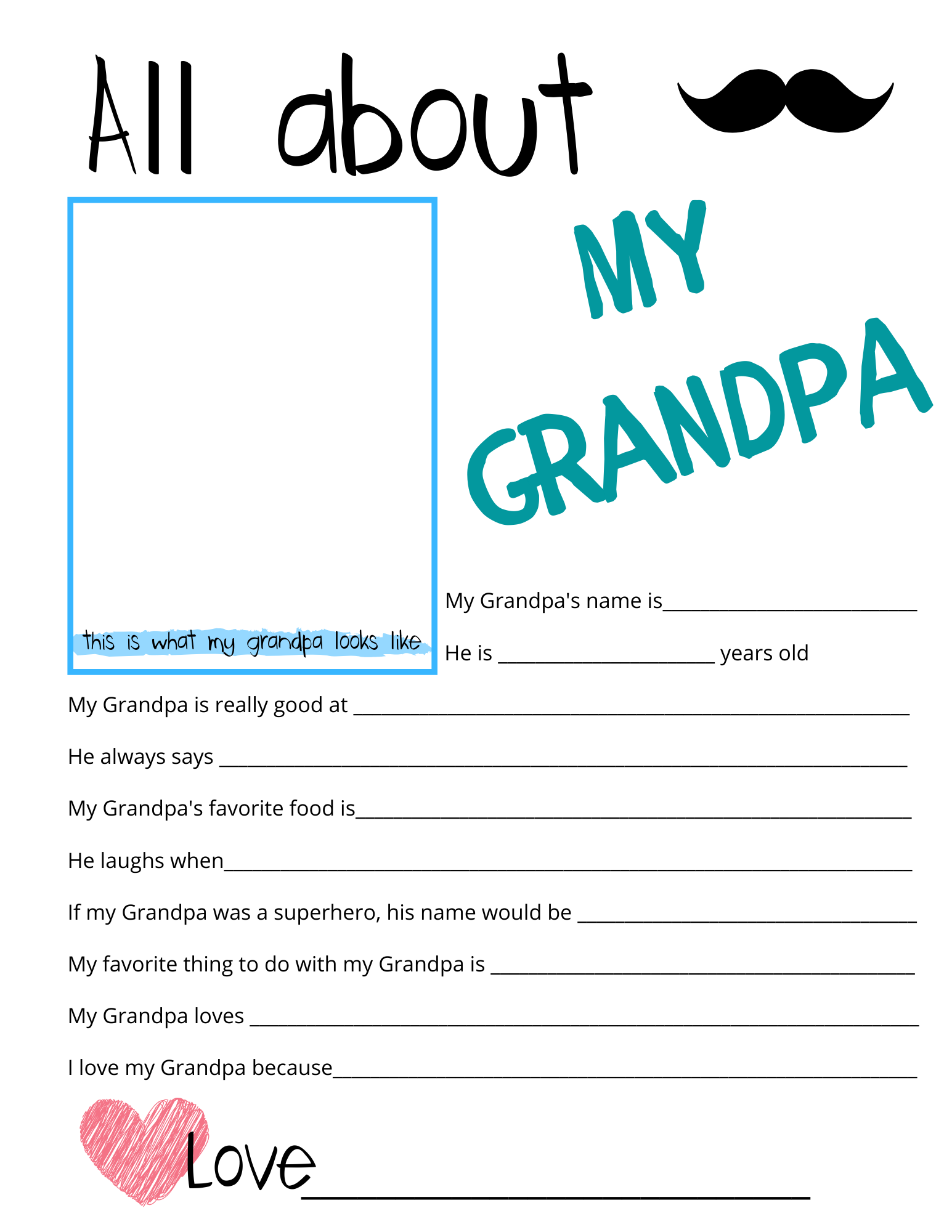 All About My Grandpa Father s Day Questionnaire Fathers Day Survey Questions Fill In The Blanks Printable Gift From Child DIY Etsy Canada Fathers Day Questionnaire Fathers Day Grandpa Birthday