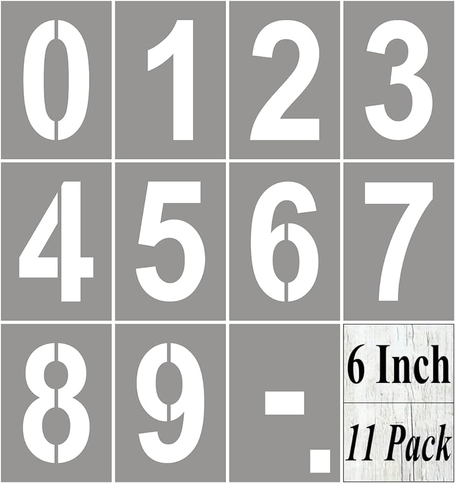 Amazon 6 Inch Large Number Stencils For Painting 11 Pack Number Stencil Templates For Curb Address Cakes Cookies Mailboxes And Crafts Reusable House Numbers Stencils For Wood Signs Cement Wall