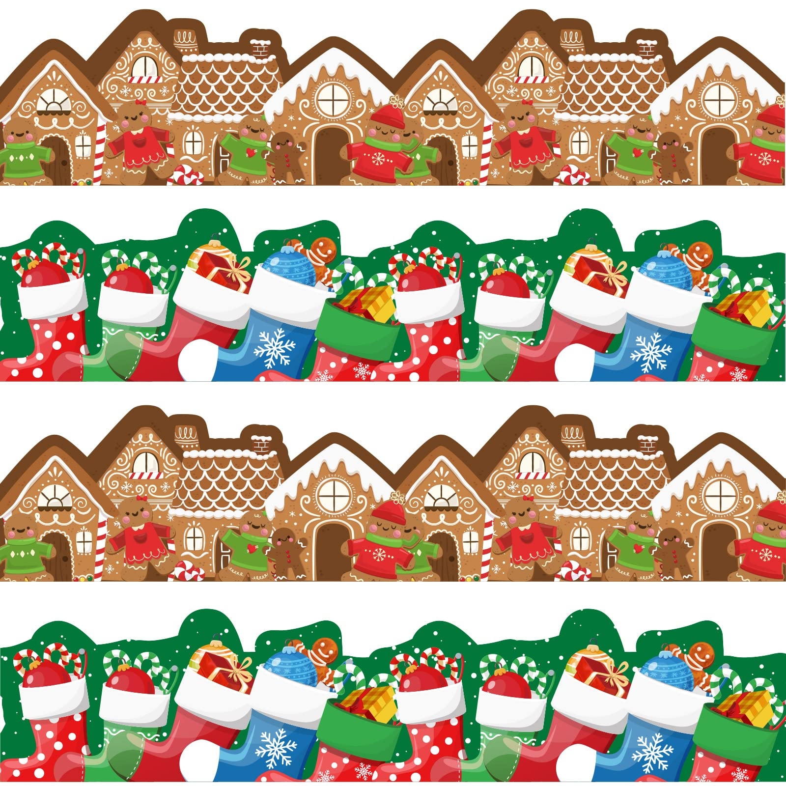 Amazon 63ft Christmas Bulletin Board Borders Gingerbread House Christmas Stocking Bulletin Board Decorations Christmas Winter Border Paper Holiday Borders Border For School Classroom Office Party Wall Decor Office Products