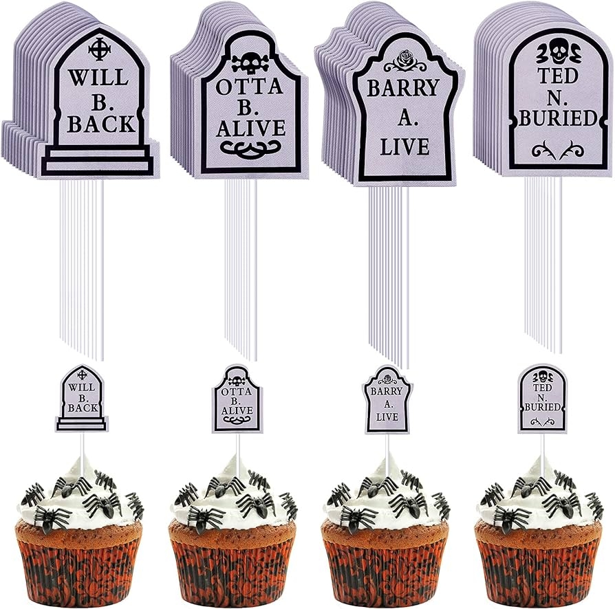Amazon 72 Pieces Halloween Cupcake Decorations Halloween Tombstone Cupcake Toppers Gravestone Cake Toppers Tombstone Cupcake Picks For Halloween Themed Party Decorations Supplies Grocery Gourmet Food