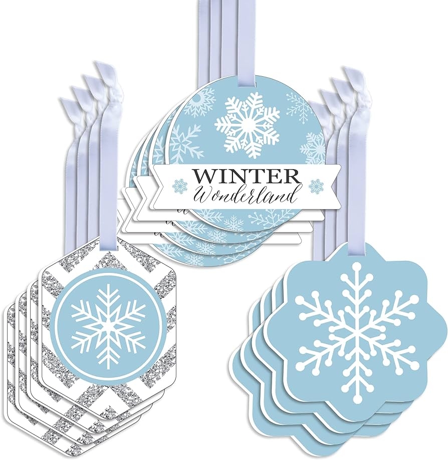 Amazon Big Dot Of Happiness Winter Wonderland Assorted Hanging Snowflake Holiday Party And Winter Wedding Favor Tags Gift Tag Toppers Set Of 12 Health Household