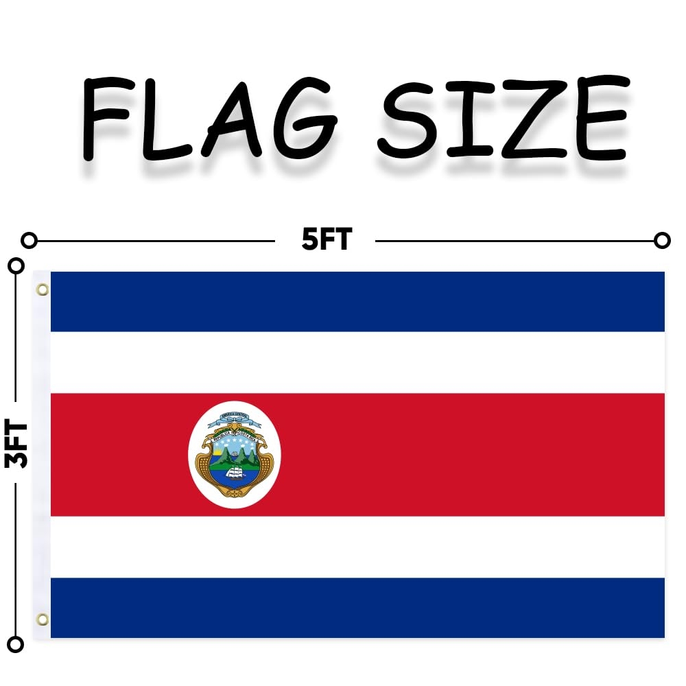 Amazon Costa Rica Flag 3X5Ft Flags Printed 100D Polyester Flags For Outdoor Indoor Patriotic House Yard Decor Patio Lawn Garden