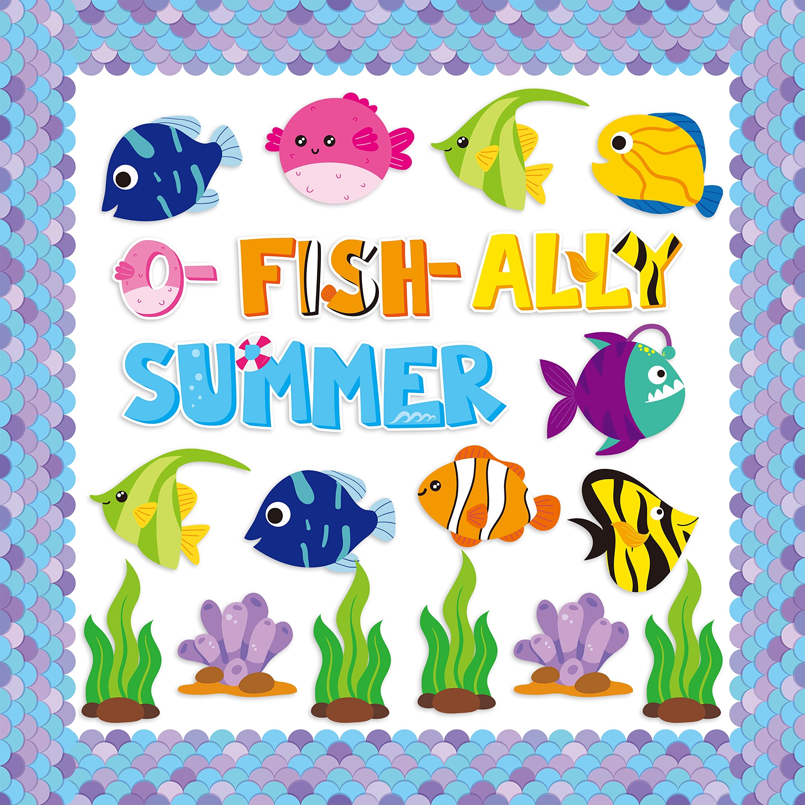 Amazon CY2SIDE 89PCS O Fish Ally Summer Cut Outs Decor For Classroom Bulletin Board Border Summer Tropical Fish Cut Outs Trim Borders School Summertime Cut Outs Under The Sea Bulletin Board Decorations Office Products
