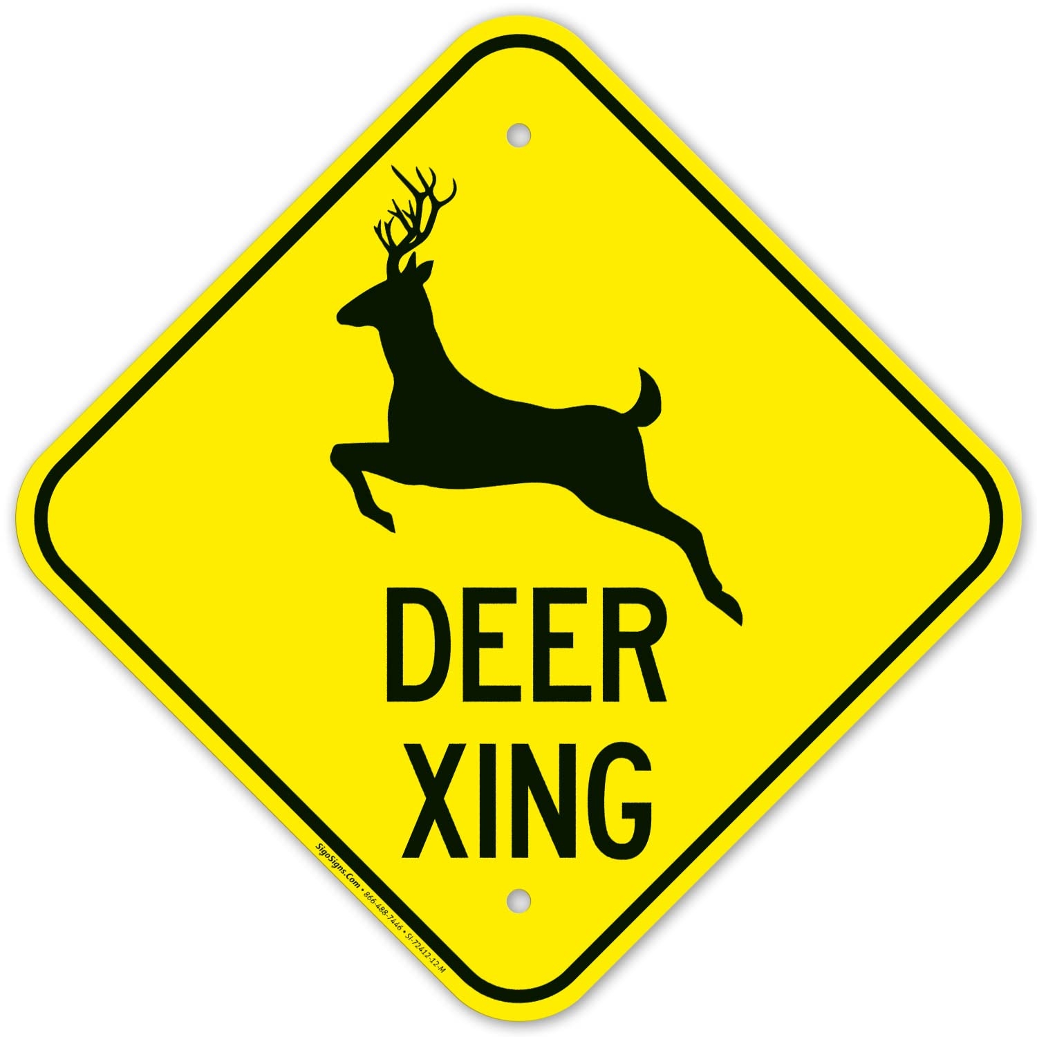 Amazon Deer Crossing With Graphic Sign 12x12 Inches Rust Free 040 Aluminum Fade Resistant Made In USA By Sigo Signs Patio Lawn Garden