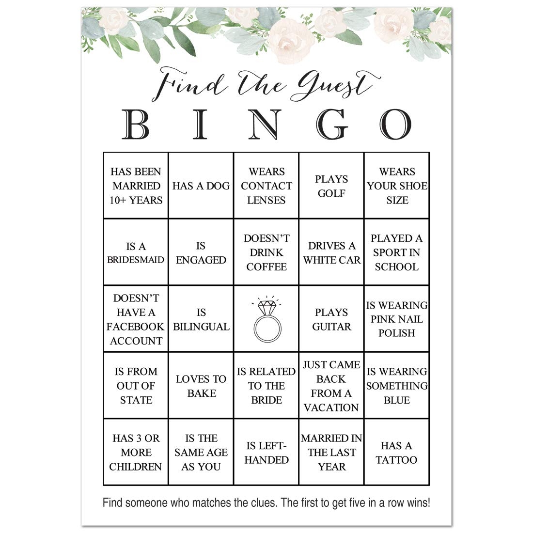 Amazon InvitationHouse 24 Cnt Find The Guest Bingo Bridal Shower Games Greenery Floral Bridal Shower Game Home Kitchen