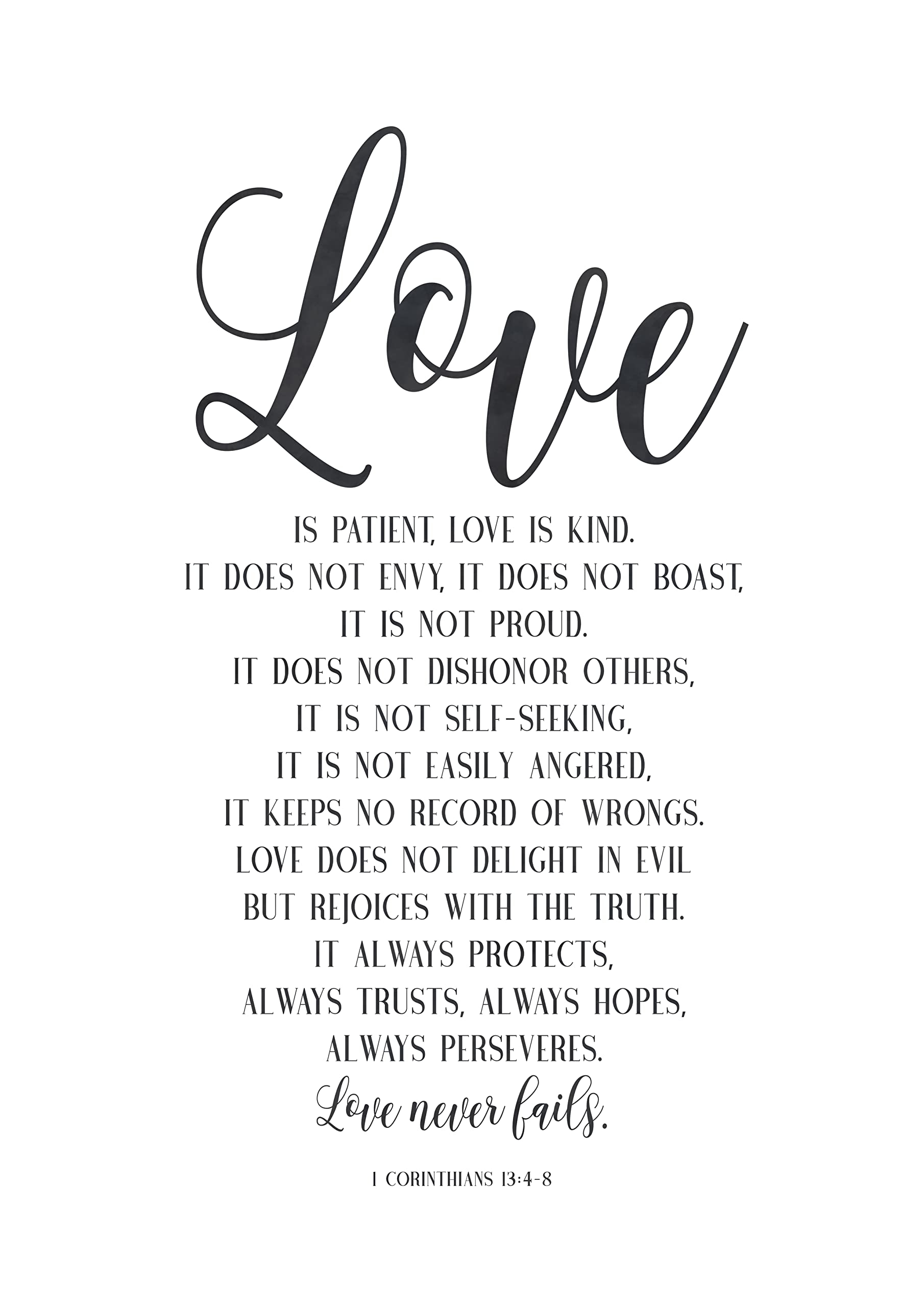 Amazon Love Is Patient Love Never Fails 1 Corinthians 13 Bible Verse Printable Wall Art Nursery Bible Quotes Posters Prints