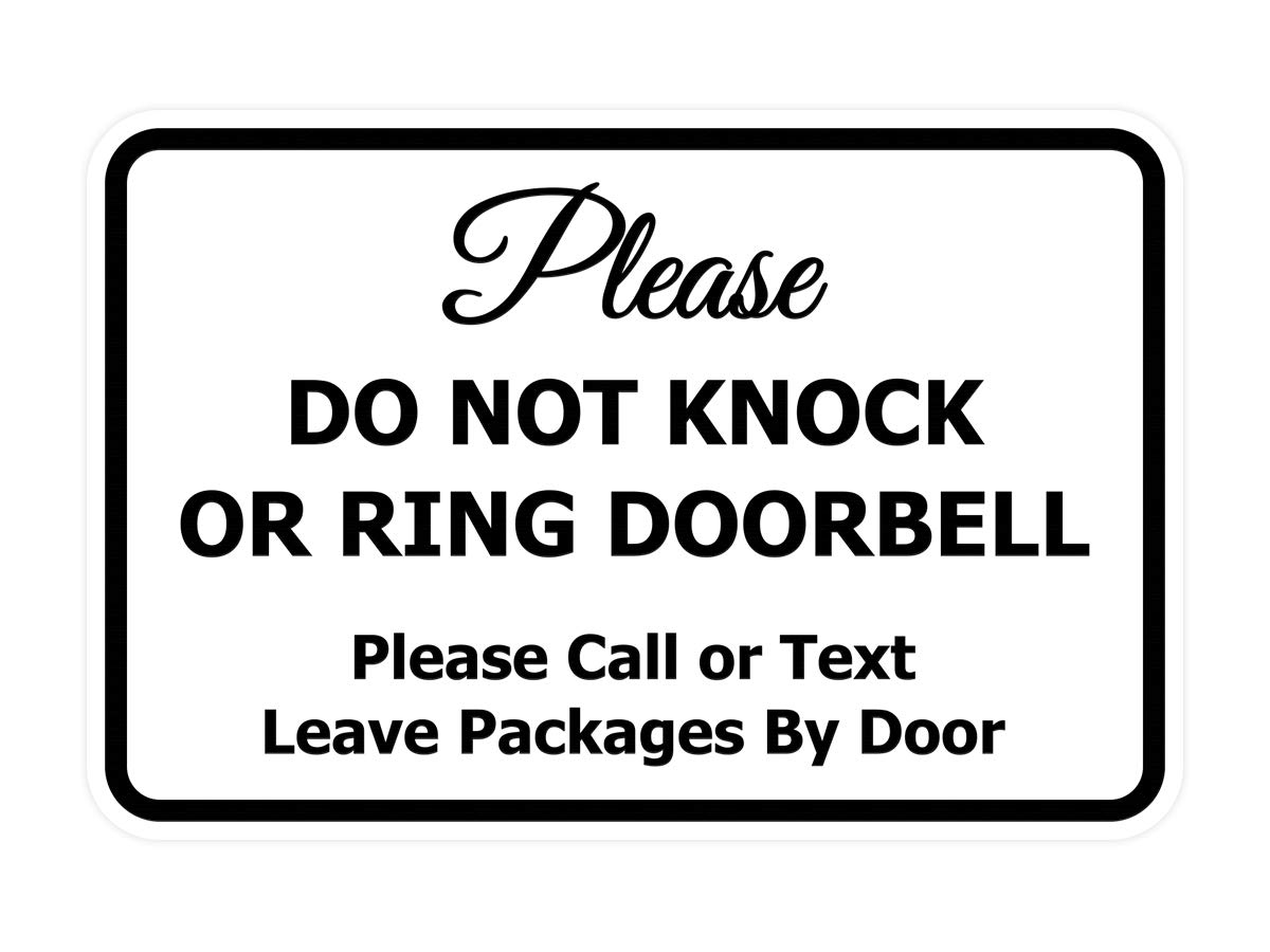 Amazon Signs ByLITA Classic Framed Please Do Not Knock Or Ring Doorbell Wall Or Door Sign Easy Installation Mail Delivery Instruction Do Not Disturb White Small 1 Pack Office Products