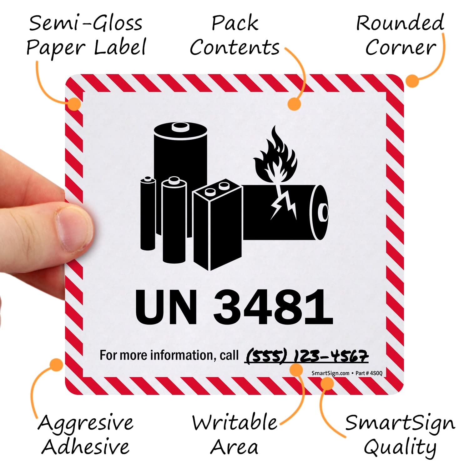 Amazon SmartSign Pack Of 250 UN 3481 Lithium Battery Labels On A Roll 4 75 X 4 5 Semi Gloss Paper Office Products