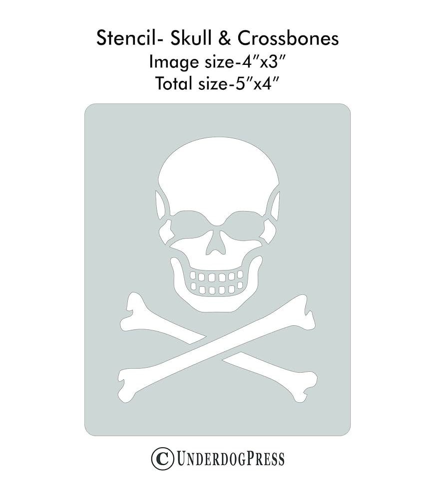 Amazon Stencil Skull And Crossbones 4x3 Inch Image On 5x4 Border Size 2 Handmade Products