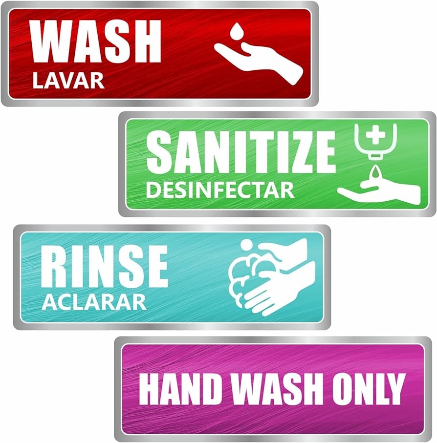 Amazon Wash Rinse Sanitize Sink Labels Pack Of 12 9 x3 Large Hand Wash Only Sign For 3 Compartment Sink Commercial Kitchens Vinyl Sticker Home Kitchen