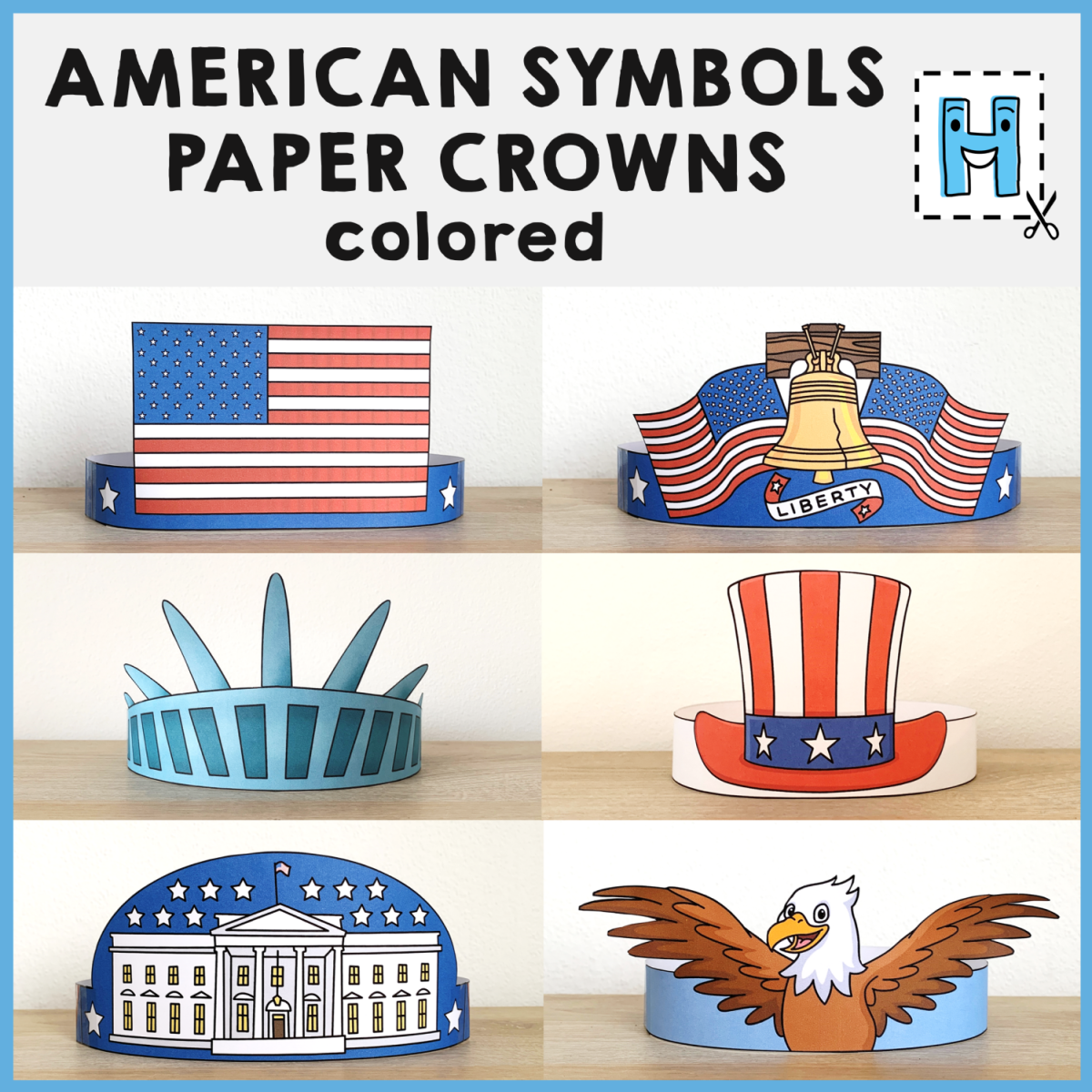 American Symbols Paper Crowns Headbands Hats Printable Costume Craft Made By Teachers